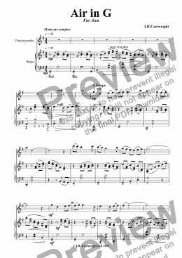 page one of Air in G for flute and piano