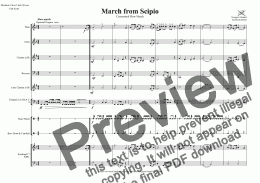 page one of March from Scipio for Wind Quartet & optional Keyboard & Percussion
