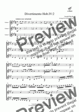 page one of Divertimento Hob.IV:2 for guitar trio