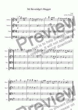 page one of Mr Beveridge’s Maggot: (Dance from BBC Pride and Prejudice TV mini series): arranged string quartet
