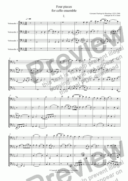 page one of Palestrina - FOUR PIECES for cello ensemble