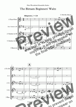 page one of The Birnam Beginners’ Waltz (flexible woodwind trio)