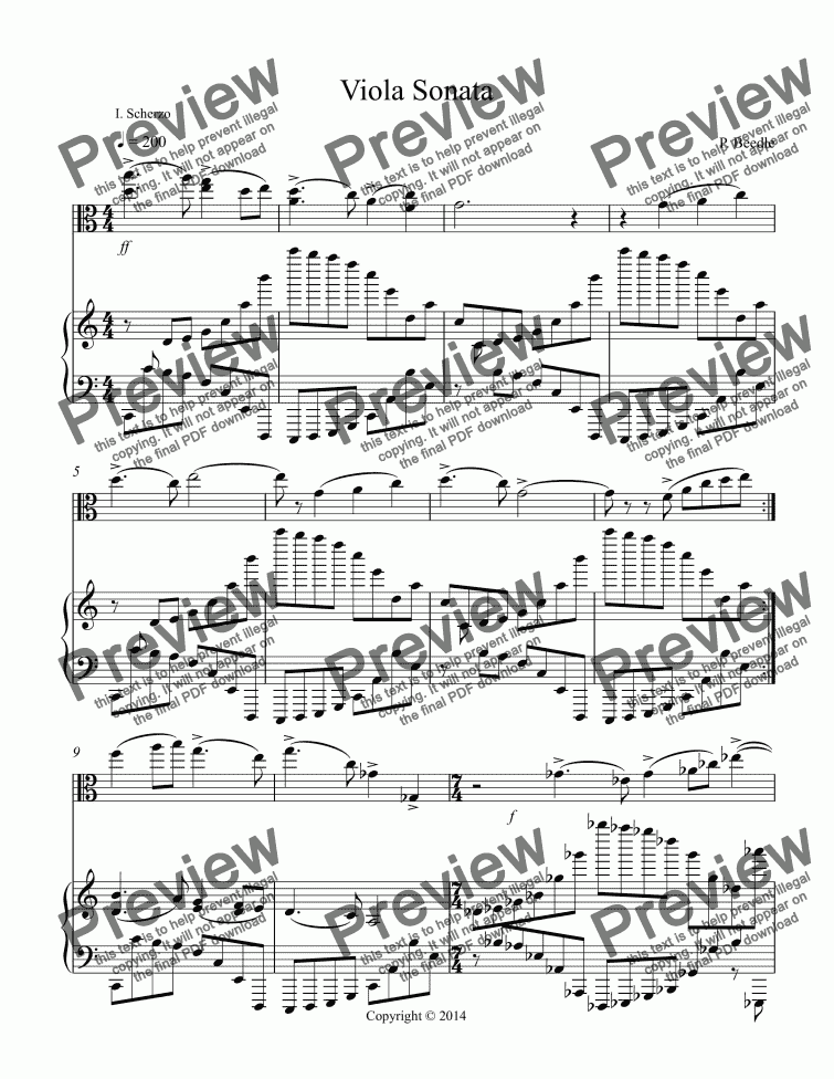 page one of Sonata for Viola and Piano, mvt 1