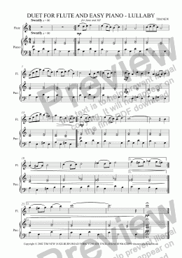 page one of DUET FOR FLUTE AND EASY PIANO - LULLABY