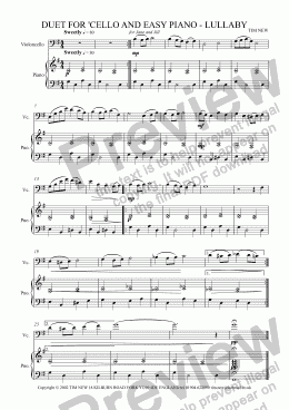 page one of DUET FOR ’CELLO AND EASY PIANO - LULLABY
