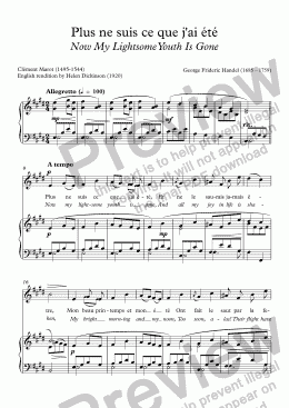 page one of Plus ne suis ce que j’ai été (Handel / Marot) - bilingual