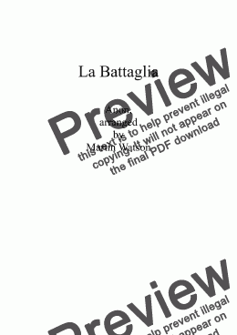 page one of La Battaglia for Recorder Ensemble