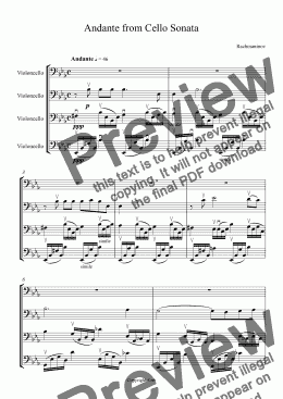 page one of Andante from Cello Sonata