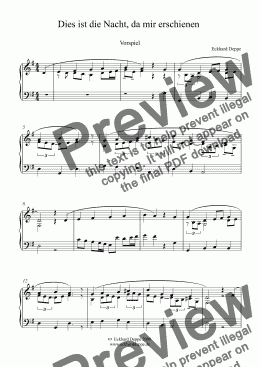 page one of ’Dies ist die Nacht, da mir erschienen’ Choral Vorspiel 
