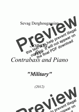 page one of Sonata Opus 10 - for Contrabass & Piano  "Military"
