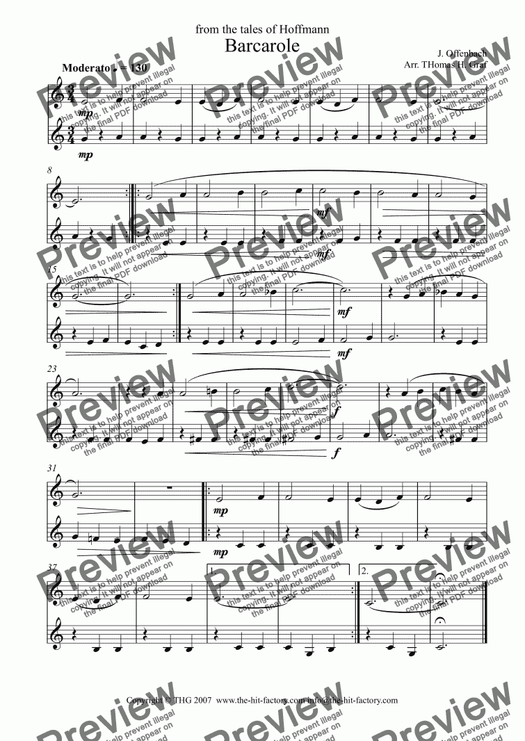 page one of Barcarole (J. Offenbach) - Duet