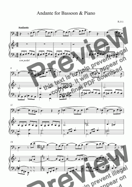 page one of Andante for Bassoon & Piano