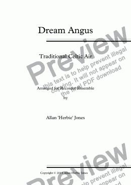 page one of Dream Angus - Recorder Ensemble