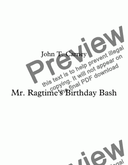 page one of Mr. Ragtime’s Birthday Bash