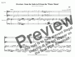 page one of Overture from the Suite in D from the ’Water Music’ for Two Violas & Keyboard