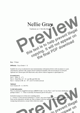 page one of Nellie Gray (Fl, Fl/Ob, Cl)