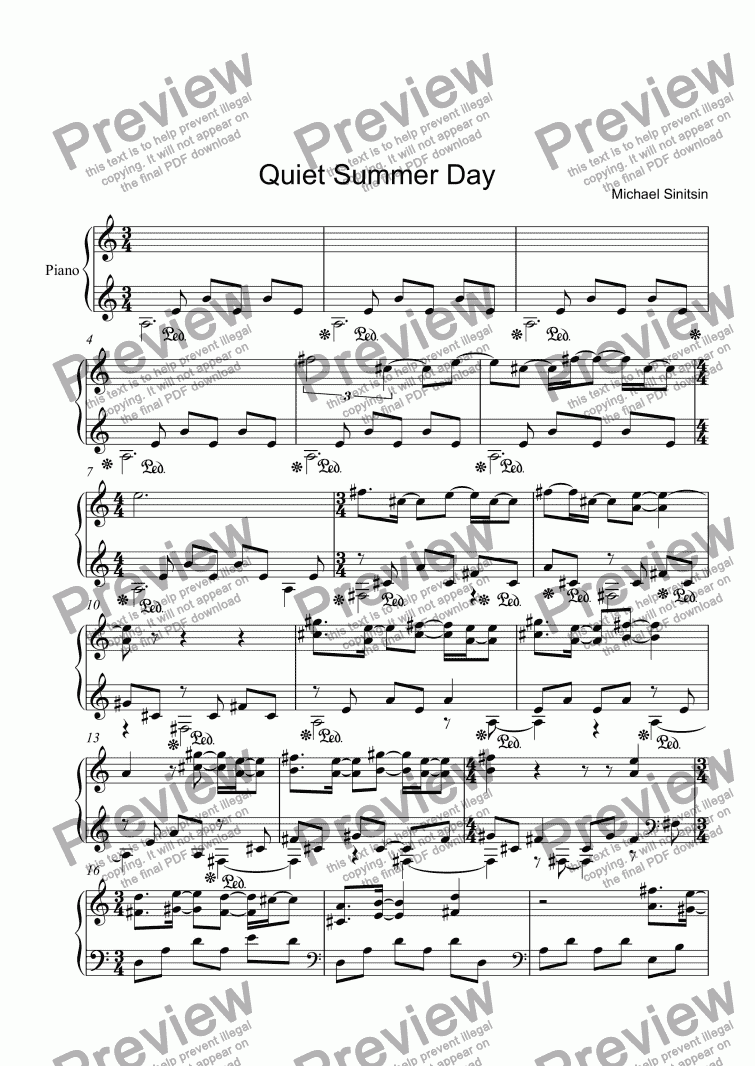 page one of Quiet Summer Day