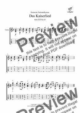 page one of Das Kaiserlied for solo guitar