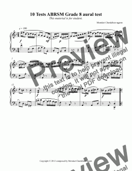 page one of 10 Tests ABRSM Grade 8 aural test for Student