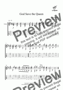 page one of God Save the Queen for solo guitar