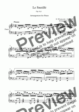 page one of Le Sautillé (Wieniawski) Arrangement for Piano solo
