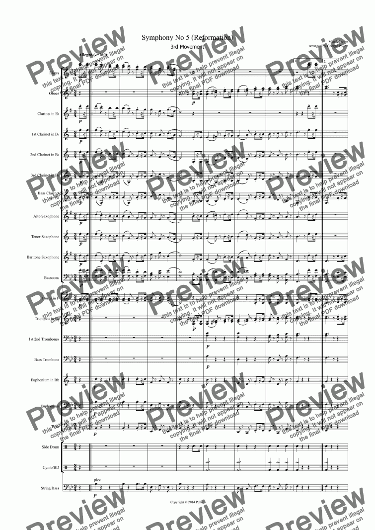 page one of Symphony No 5 (Reformation) (CB)