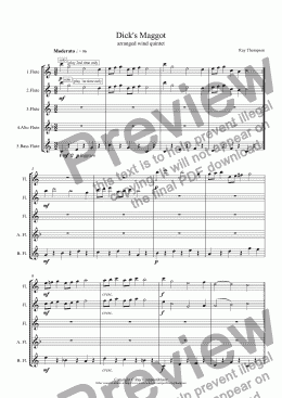 page one of "Dick’s Maggot" arranged flute quintet