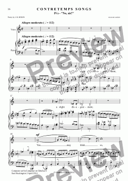 page one of *SONG CYCLE - CONTRETEMPS SONGS NO.4 (Last) "No, Sir!"