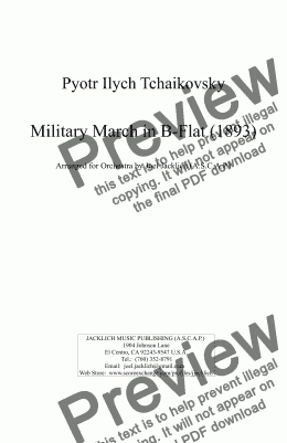 page one of Military March in B-flat (1893) Arr. for Orchestra