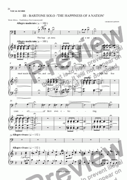 page one of MAGNA CARTA CANTATA Vocal Score No. 3 BARITONE SOLO "The happiness of a nation"