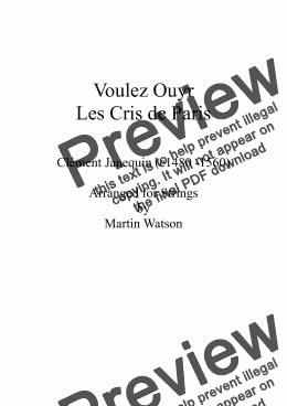page one of Voulez Ouyr Les Cris de Paris for String Orchestra.