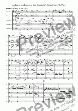 page one of Andantino con Innocenza from Boccherini’s String Quintet Op37no1