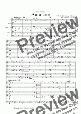 page one of Aura Lee - Wind Quintet