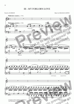 page one of *NO NEED TO TELL ME Song Cycle for High Voice and Piano No.3 “My forlorn love"