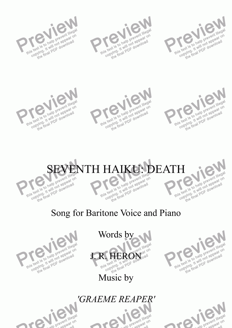 page one of *SEVEN HAIKU Song Cycle for High Voice and Piano No.7 "Death"
