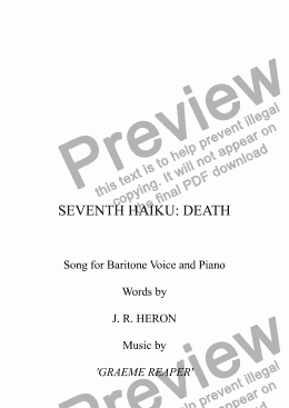 page one of *SEVEN HAIKU Song Cycle for High Voice and Piano No.7 "Death"