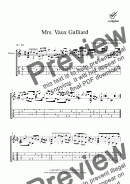 page one of Mrs. Vaux Galliard for solo guitar