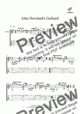 page one of John Dowland’s Galliard for solo guitar