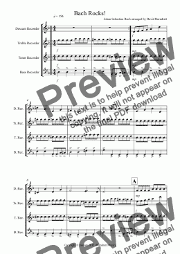 page one of Bach Rocks! for Recorder Quartet