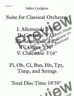 page one of Suite for Classical Orchestra I. Allemande