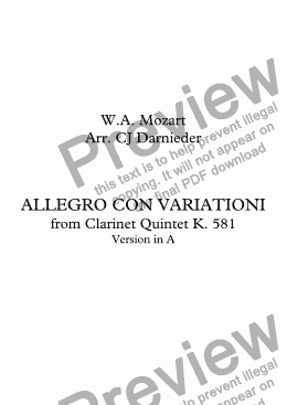 page one of Allegro con variationi (from Clarinet Quintet)