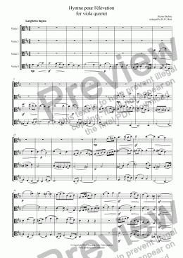 page one of Berlioz - HYMNE POUR L’ÉLÉVATION - for viola quartet