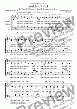page one of WARM-UP No.1 for Choir SATB a cappella with Soprano scale canto fermo