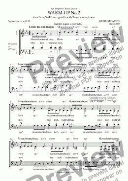 page one of WARM-UP No.2 for Choir SATB a cappella with Tenor Scale canto fermo