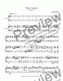 page one of Piano Concerto in C by Friedrich Kuhlau, 2-piano score