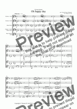 page one of Oh happy day - Clarinet Quartet