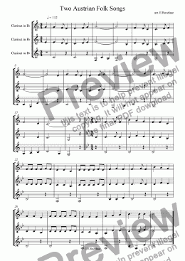 page one of 2 Easy Trios for Clarinet- Austrian Folk Tunes