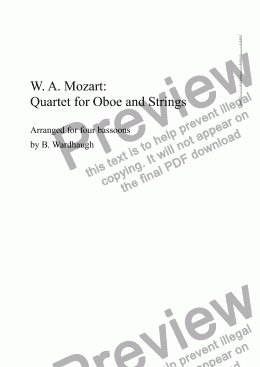 page one of Quartet for oboe and strings