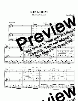 page one of Kingdom (The World’s Request); for piano and vocals