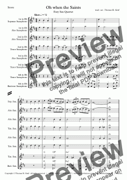 page one of Oh when the Saints - Easy Saxophone Quartet